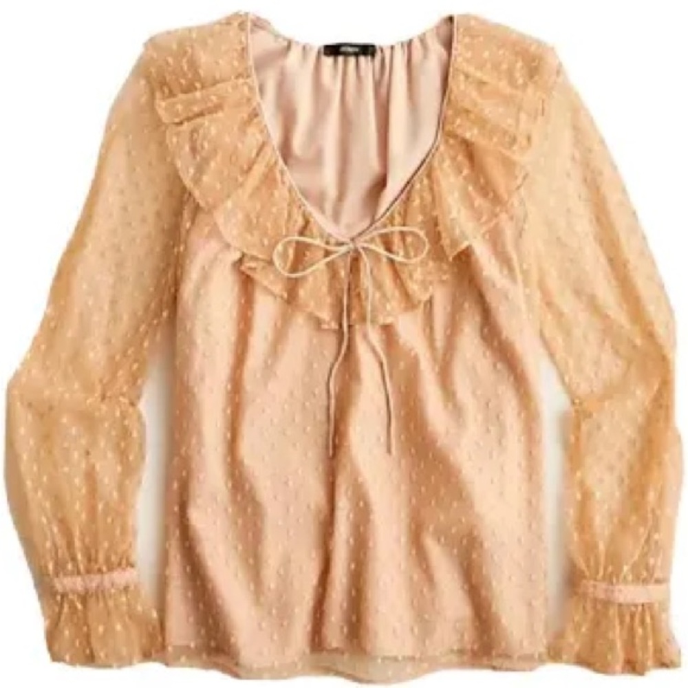 J. Crew Ruffleneck Top in Clip Dot 3X